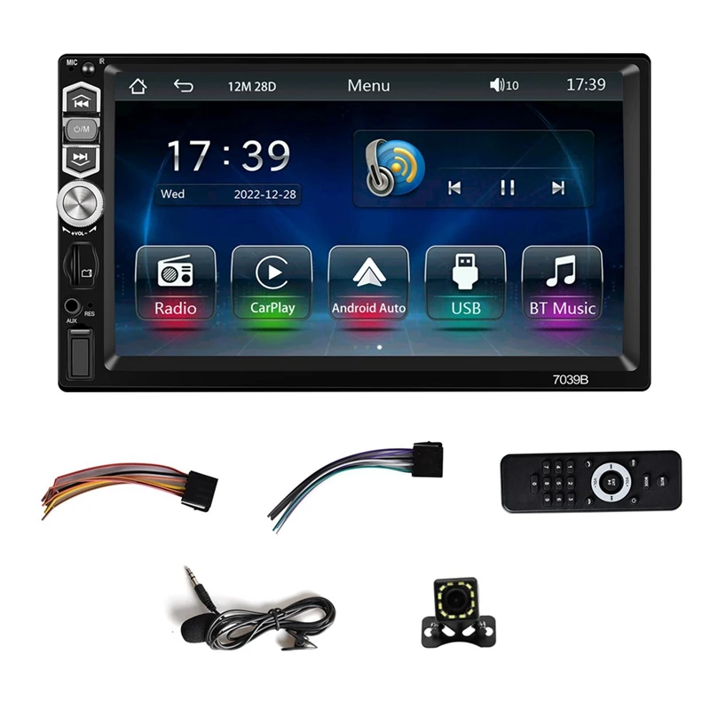 

Single Din Car Stereo 7 Inch Touch Screen Radio Mirror Link/Bluetooth/FM Radio/Backup Camera+MIC