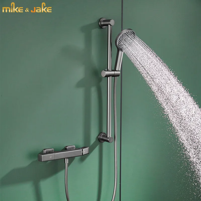 

Gunmetal brass shower set morden bathroom matte gray shower mixer set bath hot and cold mixer tap