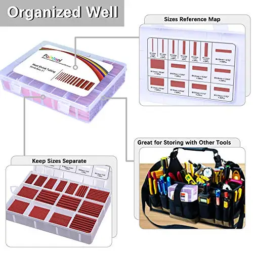 Heat Shrink Tubing Kit 2:1 Red Heat Shrink Tube Electrical Tubing Industrial Tubes Assortment for Wires Repairs