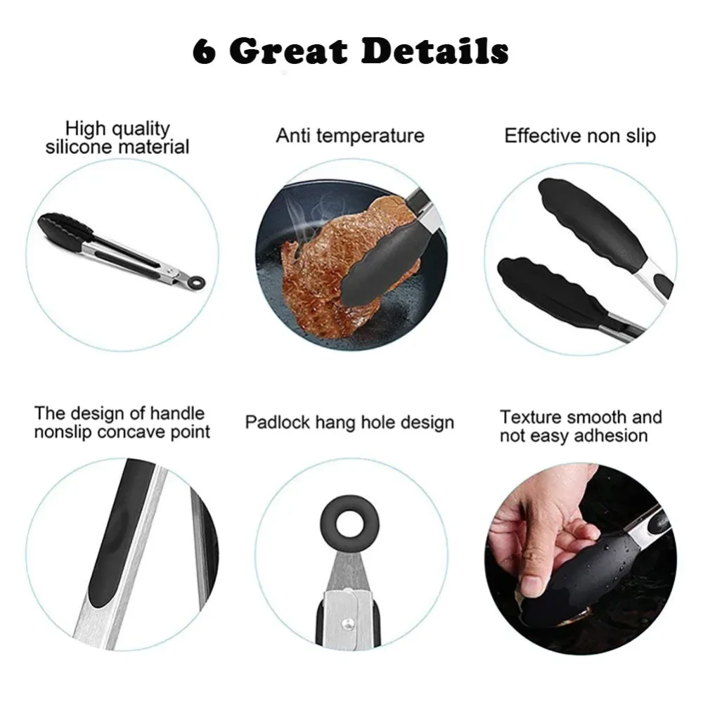 Food Tongs Premium Kitchen Tongs Silicone 9 12 Inch BPA Free Non-Stick BBQ Cooking Grilling Locking