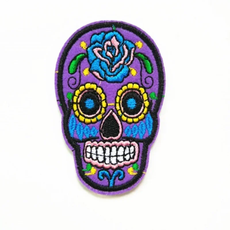 9Pcs/set Of DIY Multicolor Skull Clothing Patch Fashion Jeans Embroidery Fabric Badges In Random Colors