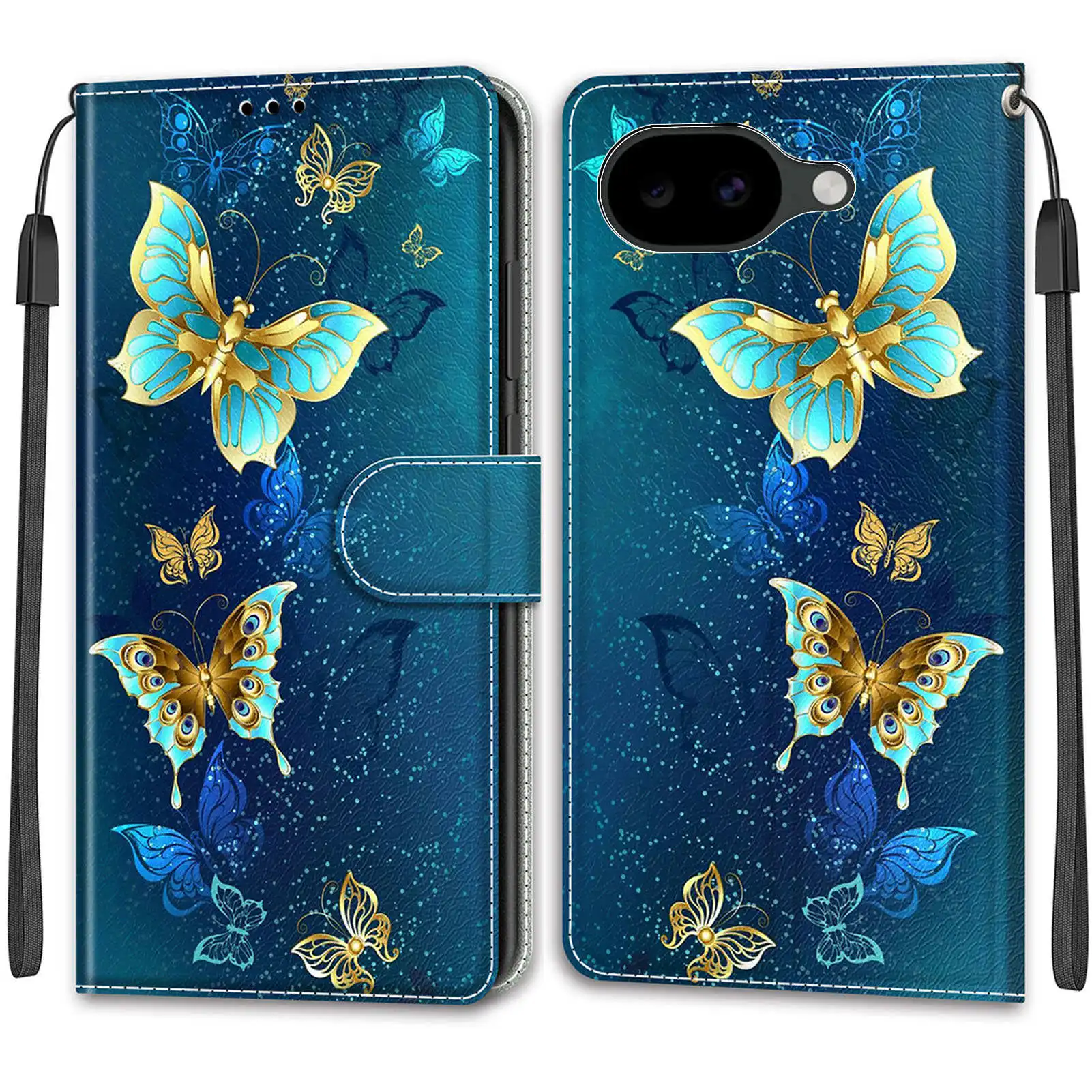 Leather Wallet Phone Case - Magnetic Flip Cover with Stand and Artistic Design