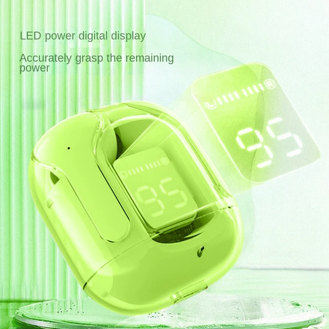 TWS Wireless Earphones Transparent Bluetooth In Ear Headset ENC Sports Headphones LED Power Digital Display Stereo Sound Earbuds 5