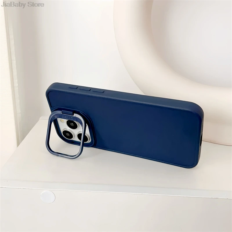 Shockproof Silicone Holder Liquid Candy Camera Protection Soft Phone Case For iPhone 11 12 13 14 15 16 Pro Max Plus Cover_voghion.com