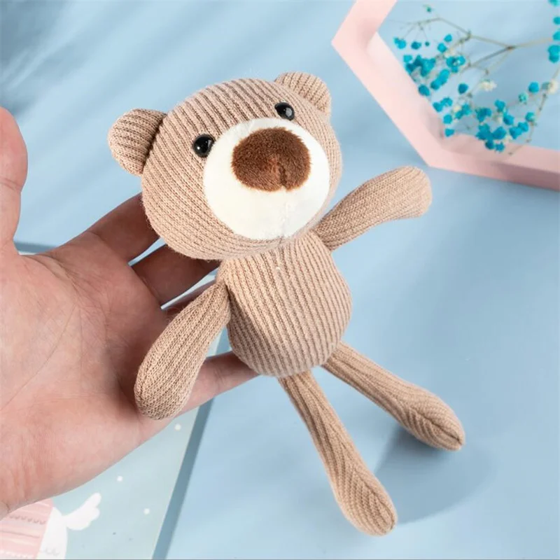 

1PCS Knitted Jumpsuit Bear Plush Toys Small Pendant Mini Cute Soft Animal Stuffed Toy Wedding Activity Gifts Doll For Kids 20Cm