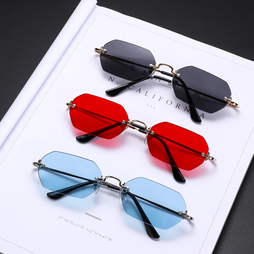 

Luxury Rimless Square Sunglasses Man Brand Designer Frameless Gradient Sun Glasses Woman Fashion Vintage Metal Oculos De Sol