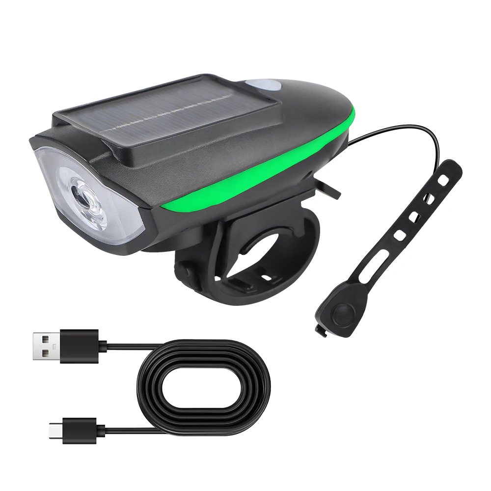 Solar Bicycle Light For Bicycle Motorcycle Bike Electric Bell High Brightness Front Searchlight Night Light with Horn