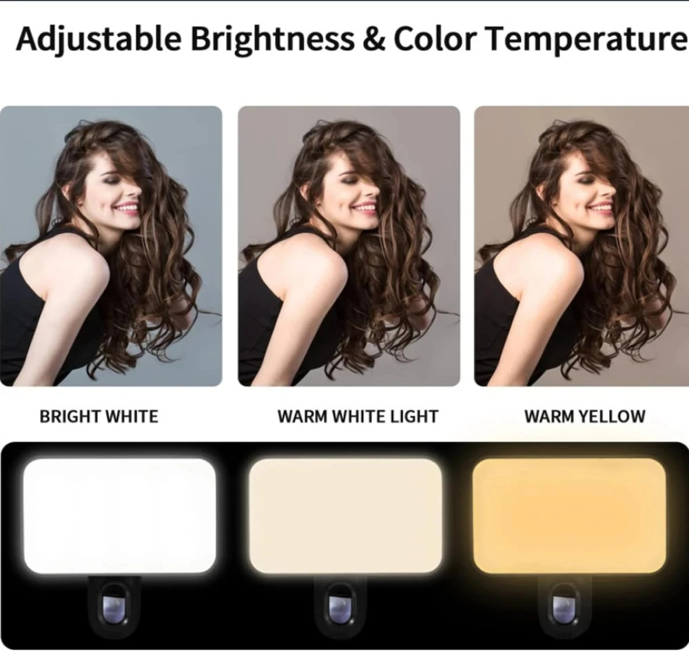 Portable Mini Selfie Fill Light Rechargeable 3 Modes Adjustable Brightness Clip On For Phone Laptop Tablet Meeting Make Up 5
