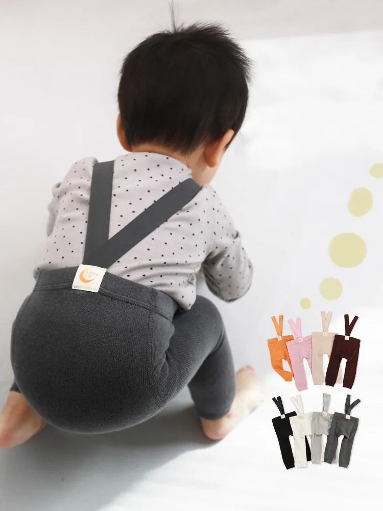 Baby Trousers Cotton Pants Baby Leggings Spring Fashion Boy Baby Solid High Waist Overalls Girl Children Cotton Leggings Infant Casual Suspenders Pants Kid Trousers