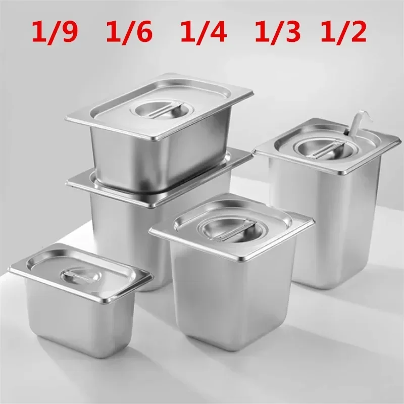 Square Basin Rectangle tray basin with lid stainless steel basin GN Pan Stainless Steel Food pan Chafing Buffet restaurant milk tea shop seasoning box