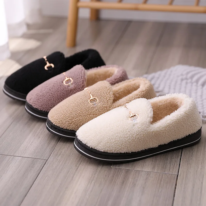 Winter Cotton Plush Slippers Women Indoor Outdoor Wear Soft Thick Cover Heel Non-slip Warm Design Fashion Versatile Boots