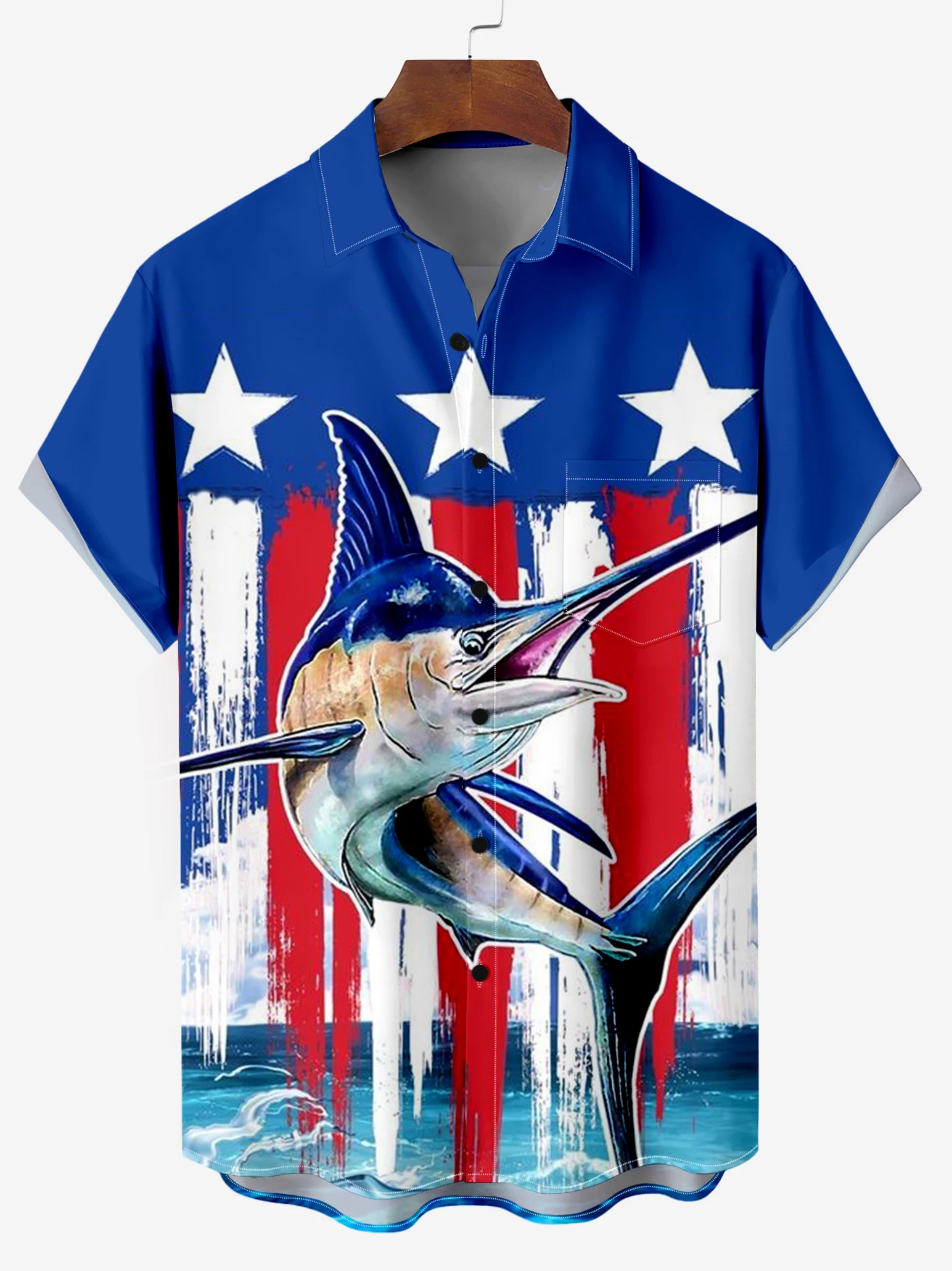 thumbnail image 1 of Camisa hawaiana con estampado de pesca para hombre, cómoda y transpirable, camisa de manga corta para hombre, camisetas holgadas de verano para playa de gran tamaño para niño, 1 of 5