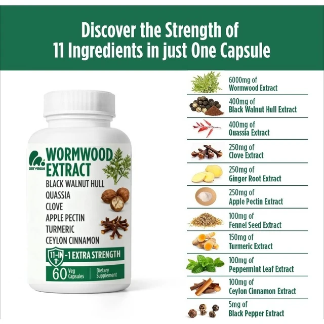 Wormwood Black Walnut Lilac Cleansing Extract, 11 in 1