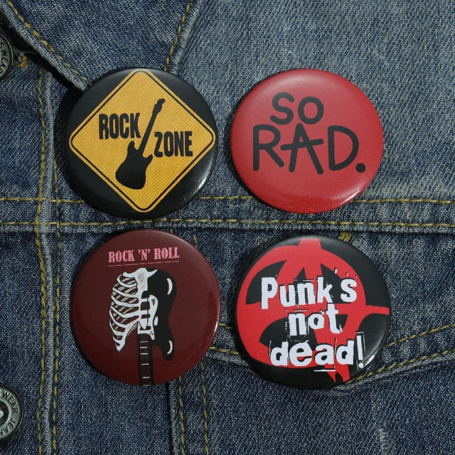 Punk Gothic Tinpate Pin Hip-Pop Rock n Roll Button Soft Brooches Backpack  Clothes Collar 44mm Badge Pin Jewelry for Music-lover - AliExpress