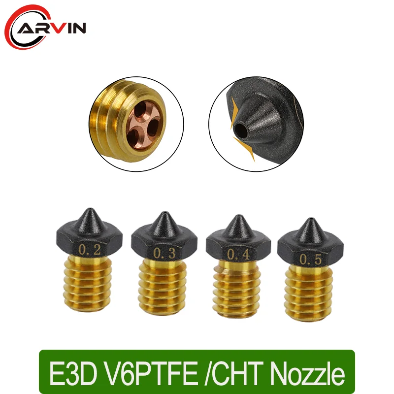1.75mm New CHT Nozzle E3d V6 Brass PTFE Nozzles Coated Non Stick Filament High Flow For 0.2 0.4 0.6mm High Speed 3D Printer