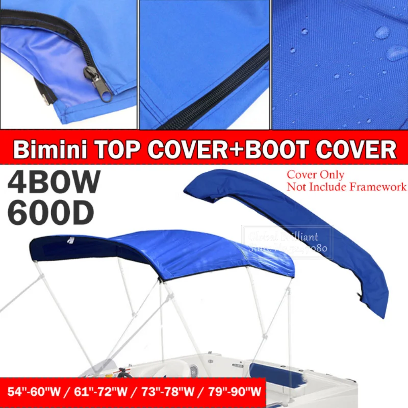 Pontoon Canopy Cover Bimini Top Boot Cover Suitable For 3-4 Bows