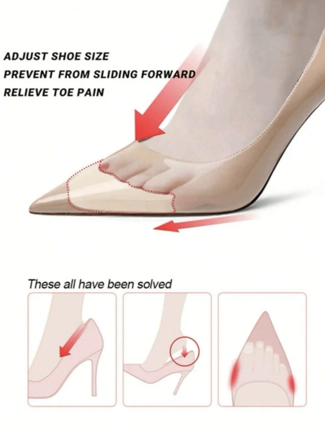 Toe Plug Half Insoles Toe Foam Filled Insoles Foot Support Cushion Unisex Insole 2 Pairs shoe insoles,toe pads,forefoot pads,forefoot cushion