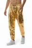 Shiny Metallic PU Leather Sweatpants Men Hip Hop Gold Coated Trousers Disco Nightclub Costume Stage Perform Pants for Singers 2