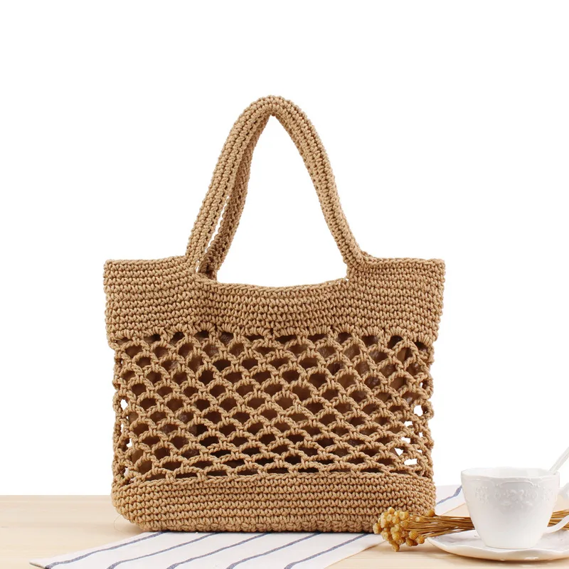 2023 Fashion Design Straw Woven Tote Bags Summer Casual Large Capacity Handbags New Fashion Beach Women Shoulder Simple Style