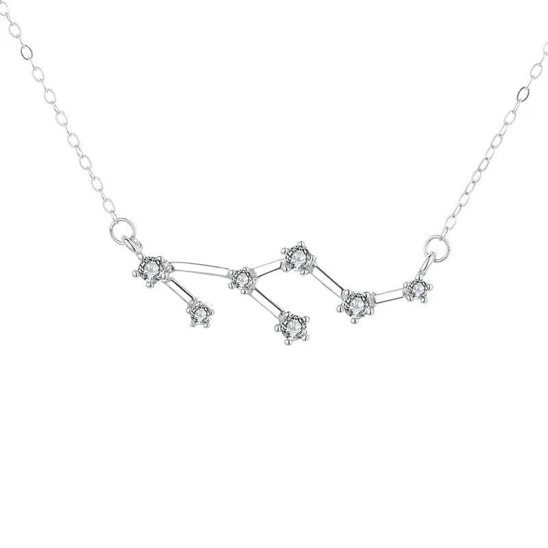 

925 Sterling Silver CZ Astrology 12 Constellation Horoscope Sign Astrology Zodiac Star Necklace Birthday Gifts for Women Girls