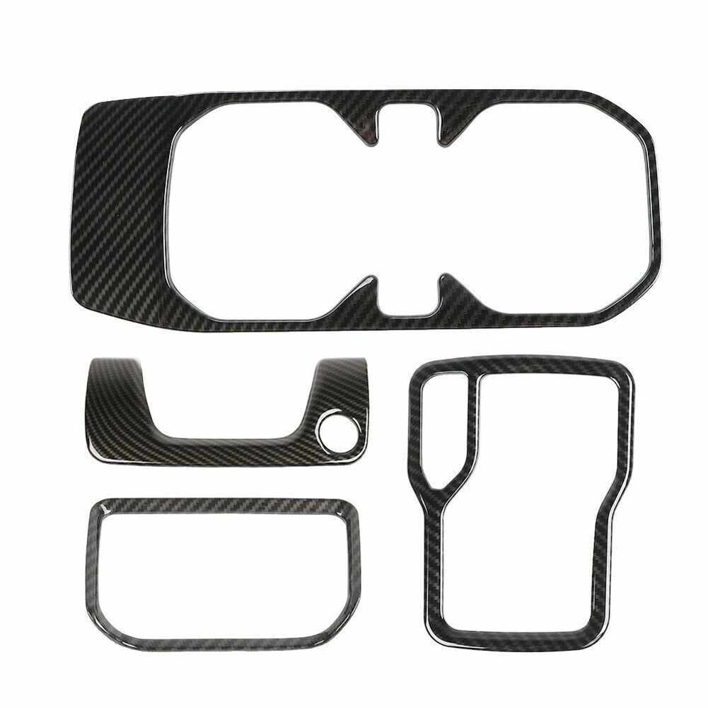 

Gear Shift Cup Holder Armrest Box Key Hole Cover Trim for Wrangler JL JT 2018-2022, ABS Carbon