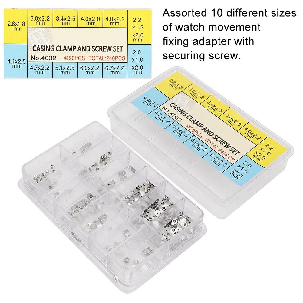 Watch Parts Assorted 10 Size Watch Movements Fixing Adapter Securing Screws