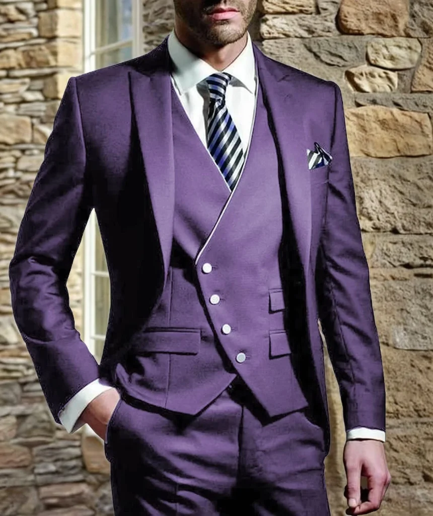 Men Suits for Wedding 3 Pieces Blazer Vest Pants Peak Lapel  Slim Fit Suit Elegant Tuxedos for Wedding Business Evening Party 3