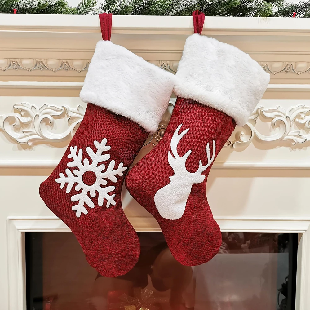 46cm Christmas Socks Hanging Ornaments Merry Christmas Plush Red Cloth Stockings Xmax Gift Packing Sock Christmas 2025
