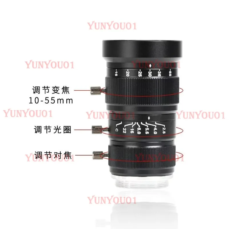 산업용 카메라 줌 렌즈 C 인터페이스 수동 줌 초점 거리 5-50mm7-36mm10-50mm10-55mm