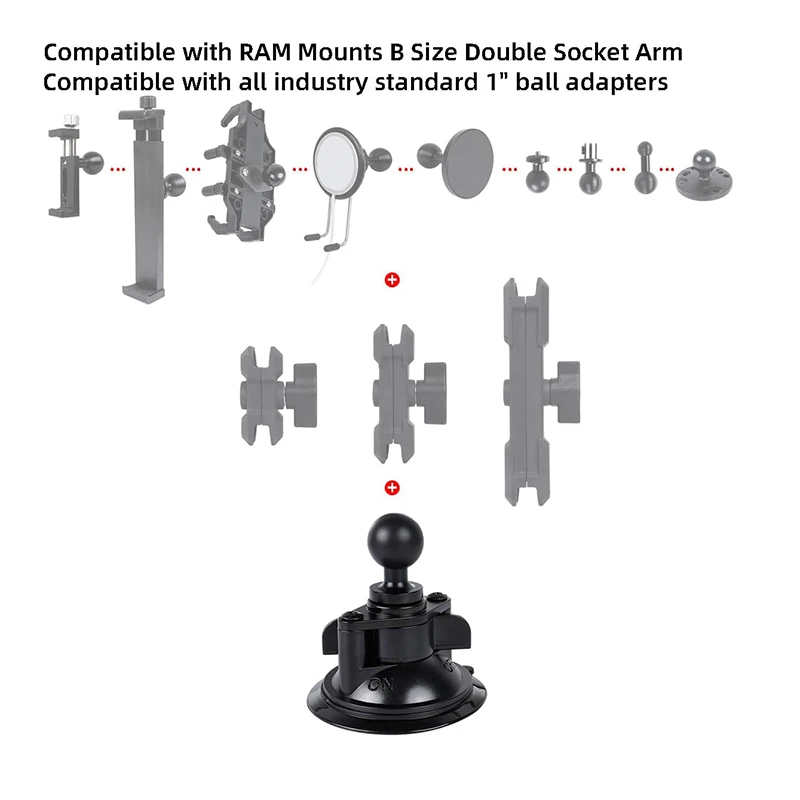 Support ventouse rotule 25mm pour GoPro et caméras action