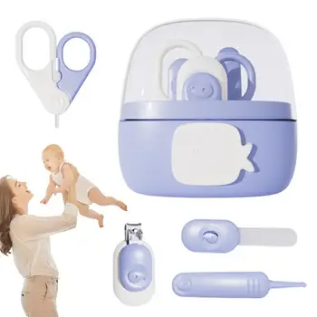 Baby Nail Kit 4-in-1 Cartoon Fingernail Clippers Grooming Care Nail Scissors Set Manicure Care Safe Clippers Scissors File 1