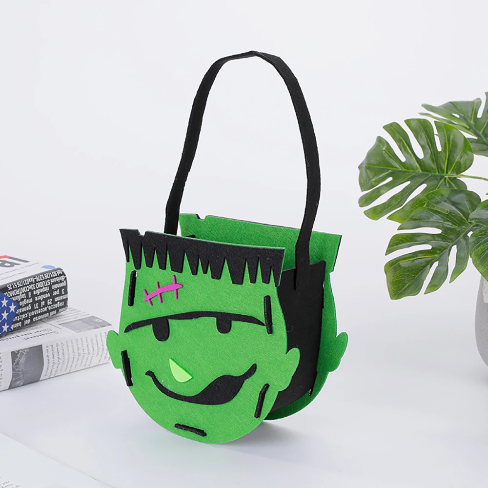 Halloween Pumpkin Candy Bag Halloween Decorative Felt Handbag Halloween Trick Or Treat Goody Bags Kids Halloween Party Gift Bag