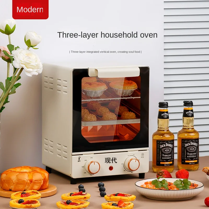 

15L household vertical oven Mirror glass three-layer large capacity electric oven fryer