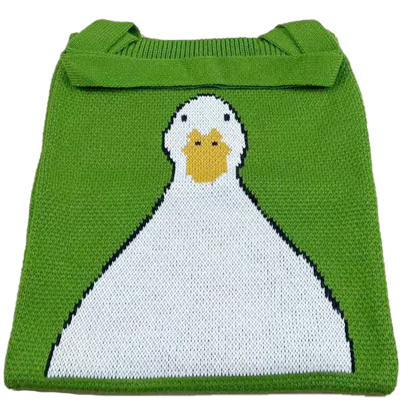 Women Handbags YoReAi Women Knitting Shoulder Bags Cute Duck Ladies Cartoons Handbag Casual Tote Literary BookBag Wool Shopping Bag For Girls