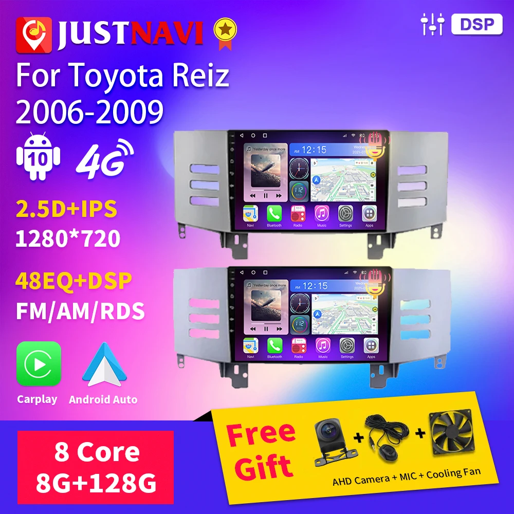 

Автомобильный радиоприемник JUSTNAVI для Toyota Reiz 2006, 2007, 2008, 2009, автомобильный радиоприемник, мультимедийный видеоплеер, 4G, Wi-Fi, BT, стерео, Carplay, Android, авто
