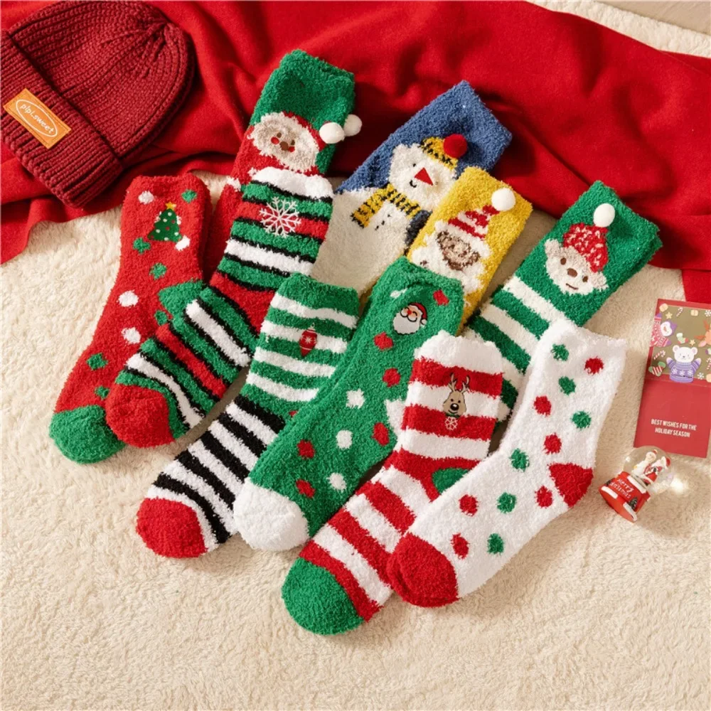 

Christmas Socks Coral Velvet Women's Winter Cold Resistant Plush Thickened Sleep Socks Christmas Gifts Medium Tube Socks 유아옷