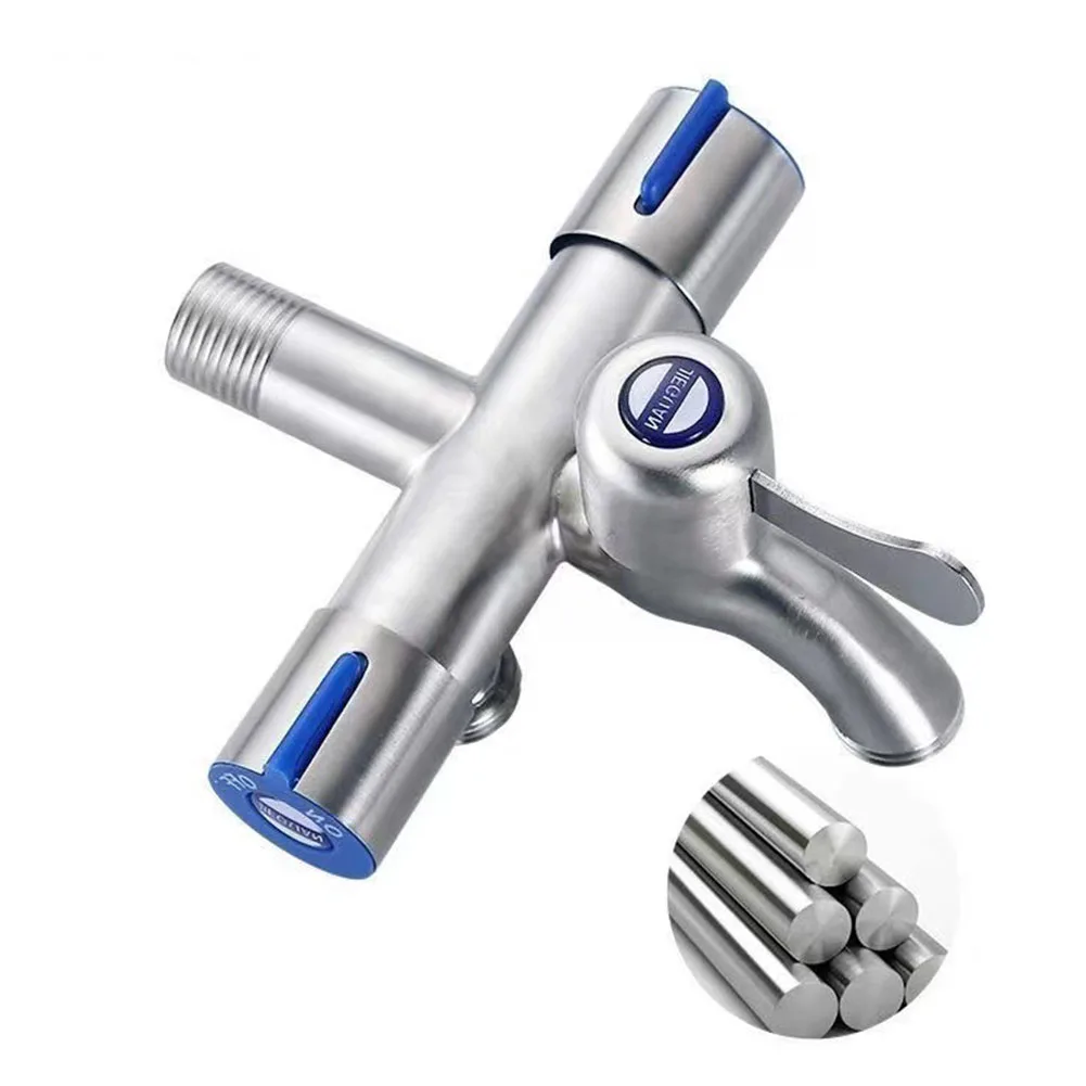 Bathroom Faucet Double Handle Dual Control Stainless Steel Cold Water Faucets Washing Machine Faucet Triangle Valves bathroom faucet washing machine faucet water tap faucet