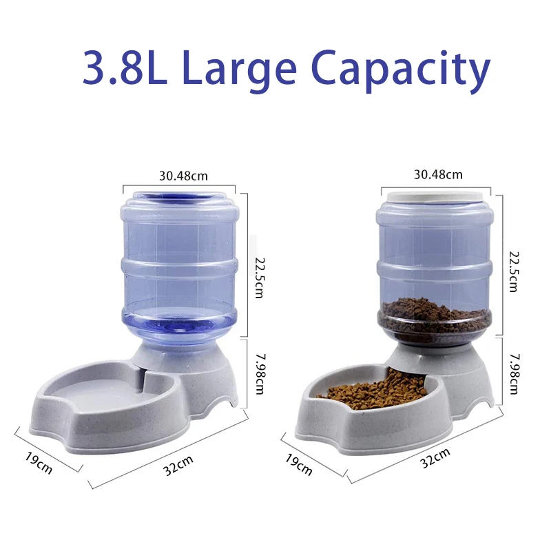 3.8L Large Capacity Automatic Dog Feeder Waterer High Capacity Pet Food Bowl  Gravity Water Dispenser Pet Bowl for Dogs Cats - AliExpress