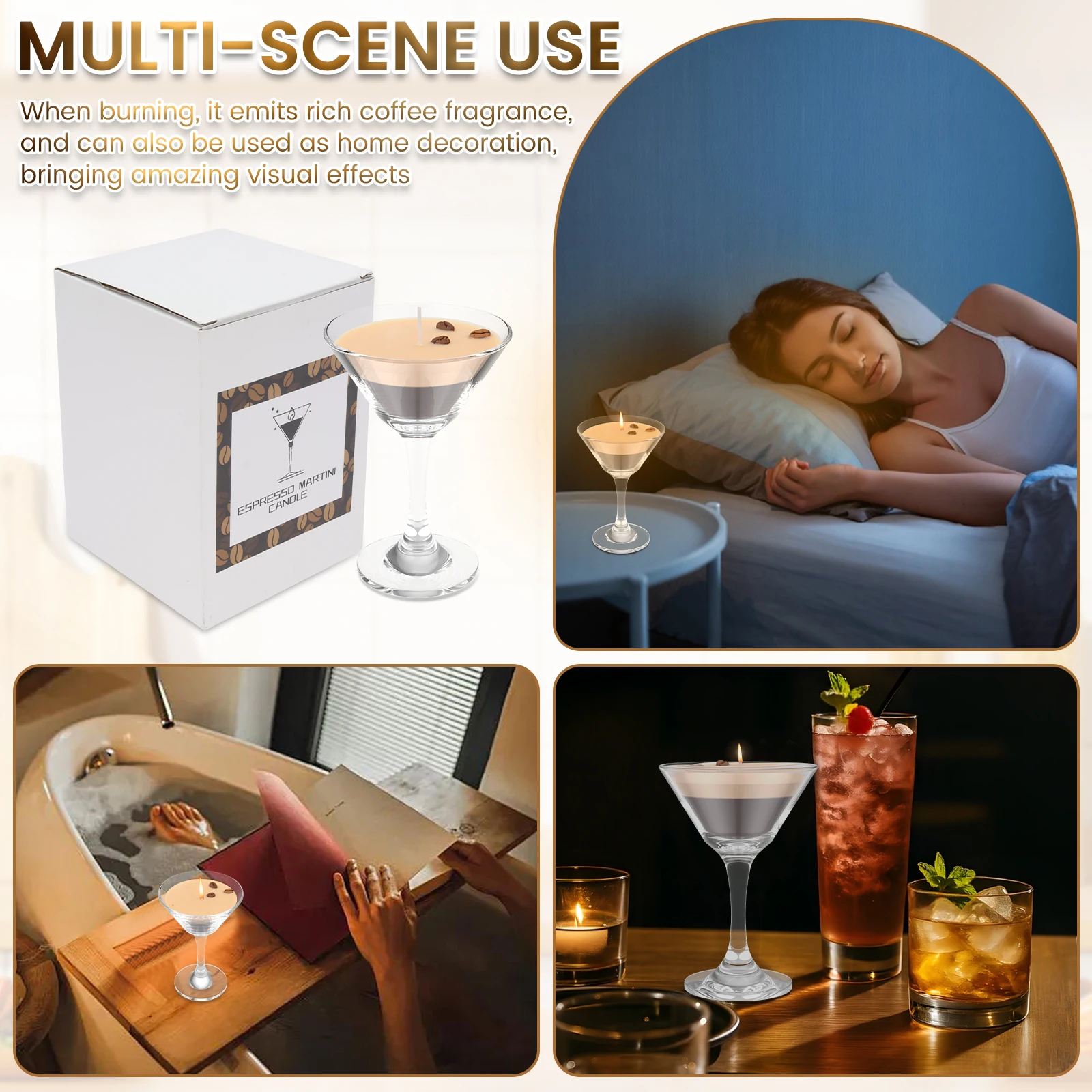 1Pc Scented Candles Espresso Martini Candle Decorative Coffee Martini Candle Elegant Coffee Bar Decor Candle for Women Girl Gift