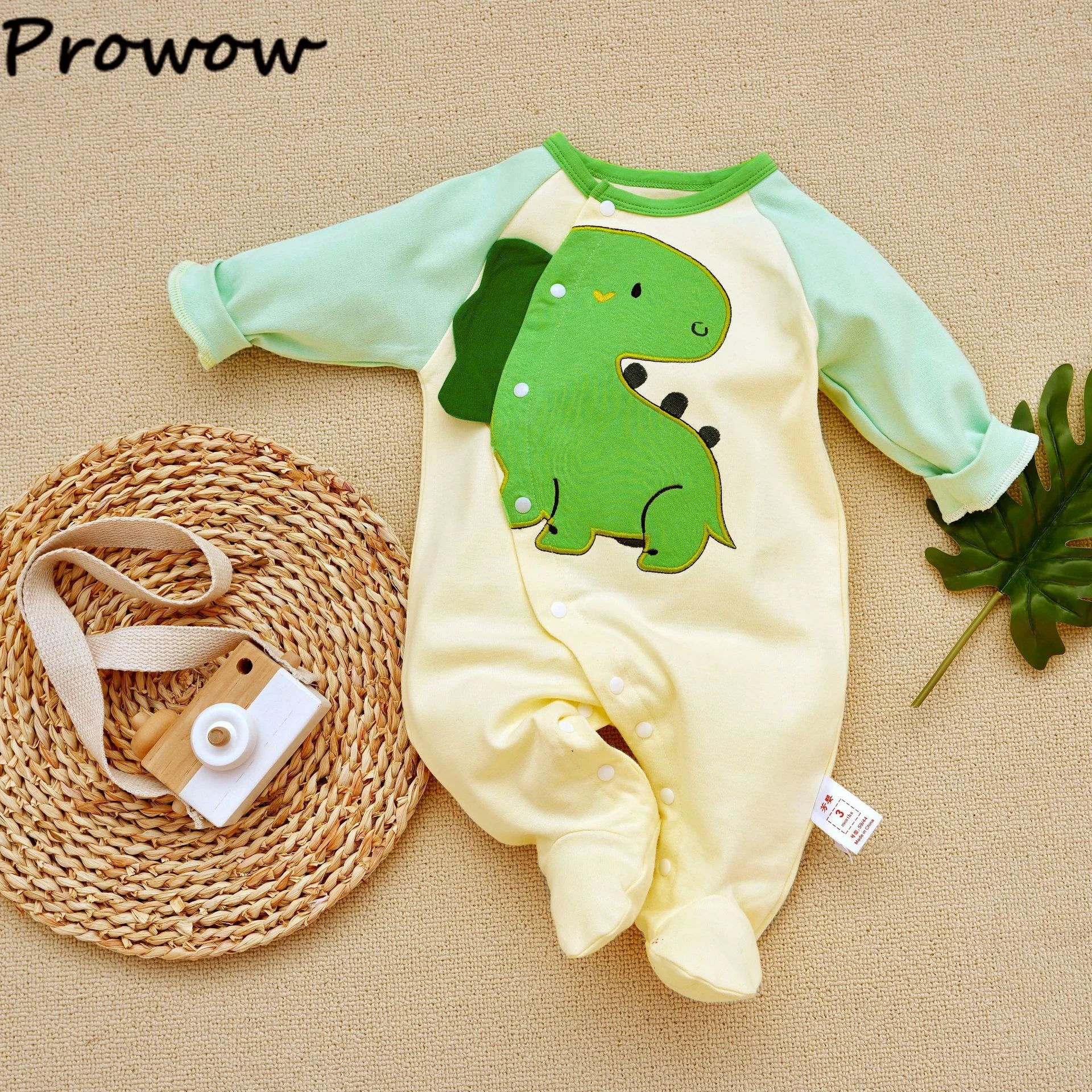 Prowow 0-12M Baby Girls Pink Rabbit Swan Footies Pajamas For Infants Long Sleeve Newborn Romper Jumpsuit baby sleepsuit,baby clothes