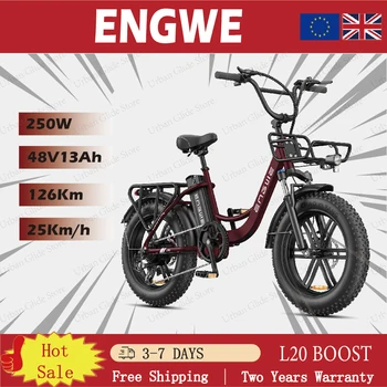 Bicicletta Elettrica ENGWE L20 Boost, Batteria 48V 13AH, Motore 250W, Velocità 25 km/h, Autonomia 126 KM, Pneumatici Fat da 20 Pollici, E-Bike
