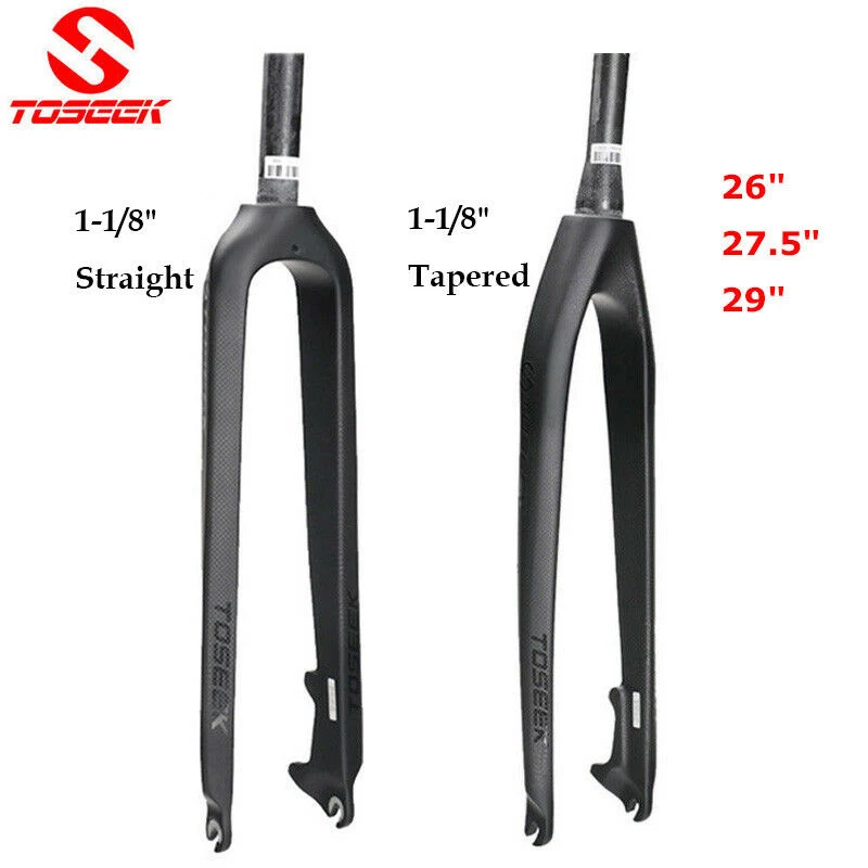 TOSEEK 26/27.5/29" Carbon MTB Bike Rigid Fork 11/8" Disc Brake Tapered