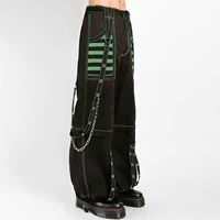 Women Fall Winter Cargo Jeans Striped Zipper Button Closure Loose Casual Trousers Streetwear with Pockets - Image 4