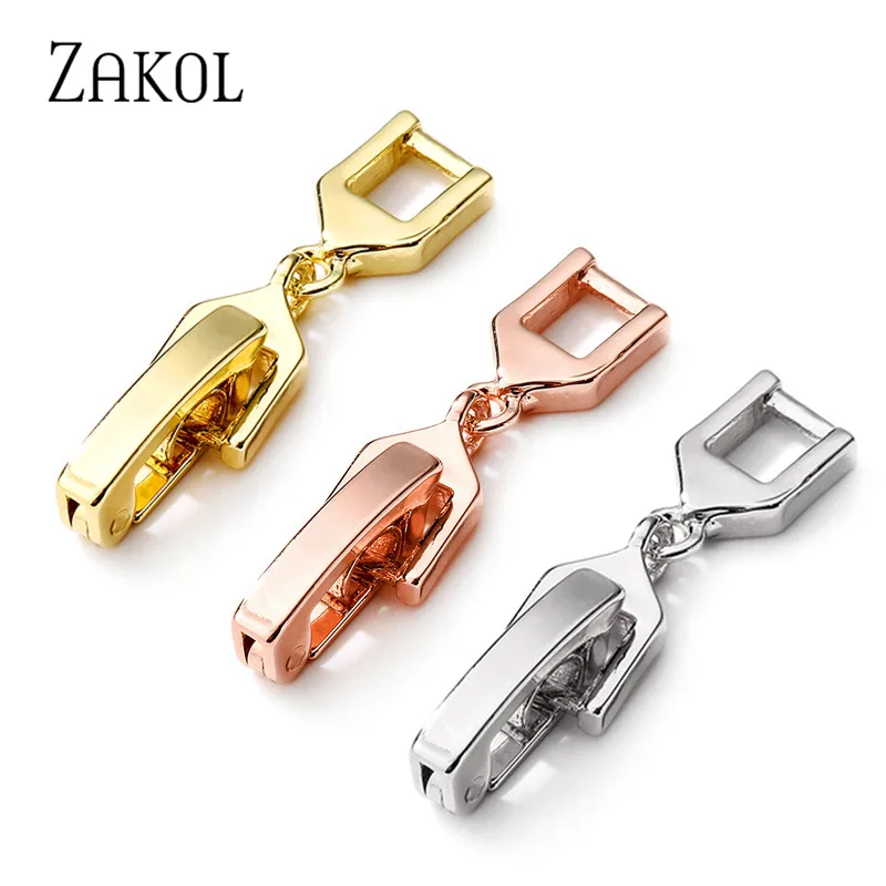 ZAKOL Three Colors 2 Designs Extenders for Bracelet or Necklace with White Yellow Rose Gold Color