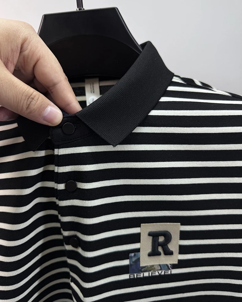 Fashion striped letter embroidered short sleeve polo shirt luxury brand summer new breathable lightweight men's casual T-shirt 16 S96222310fce44f0ab2b281afc2178ddc7