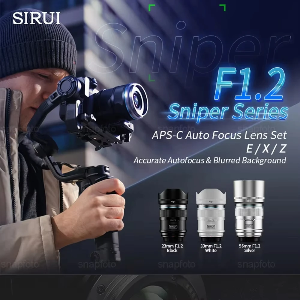 Sirui série sniper 23mm 33mm 56mm f1.2 APS-C lente de foco