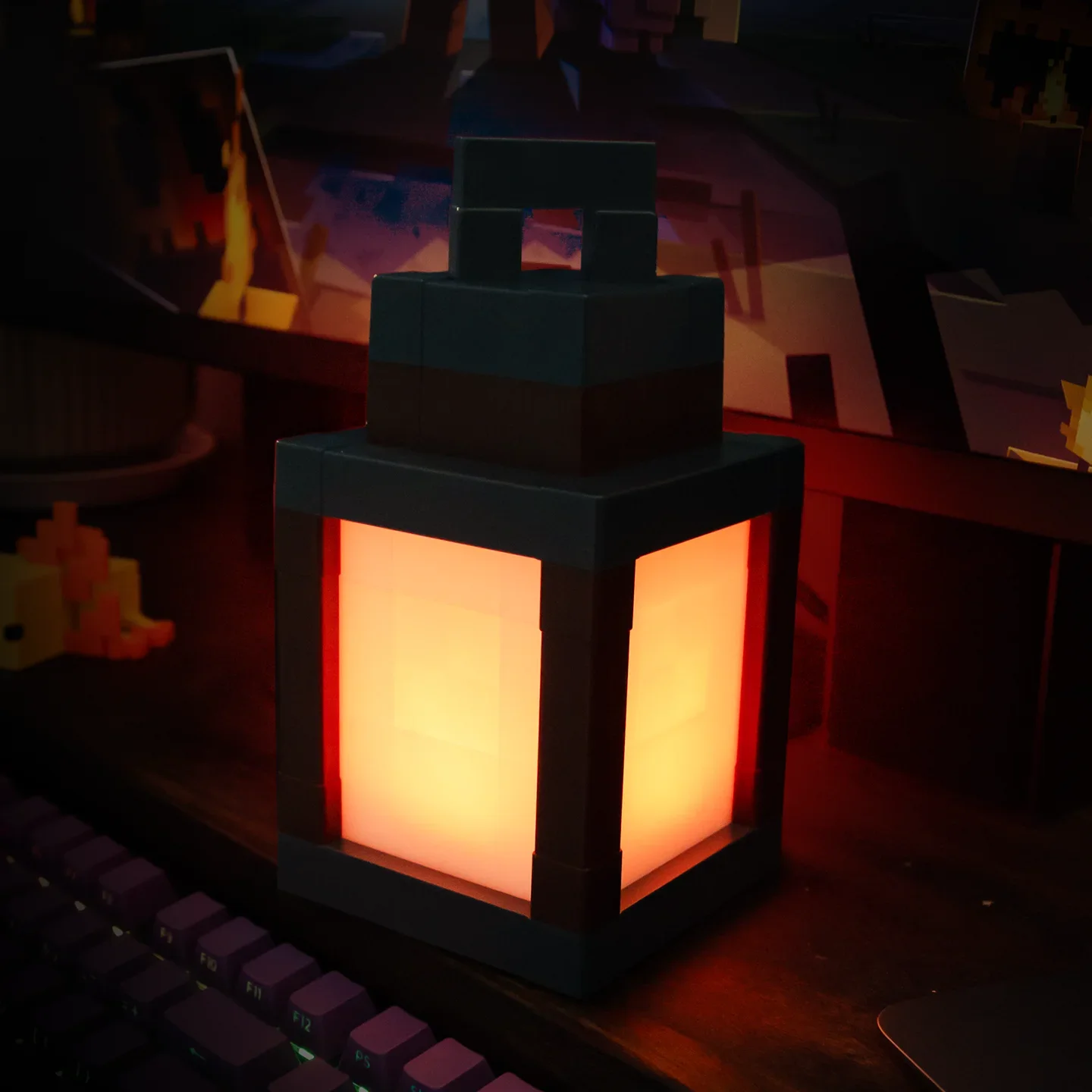 16 Colors Luminous Lantern Nightlight Game Pixel Style Atmosphere Light Rechargeable DIY Home Decor Ornament Festival Lantern 4