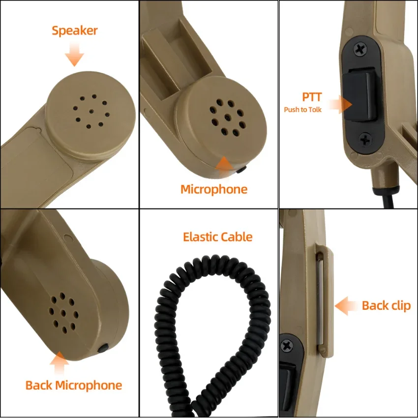 Tactical Headset Adapter Tactical PTT H250 PTT 2-pin Kenwood Plug Military Handheld Microphone Tactical Walkie Talkie PTT