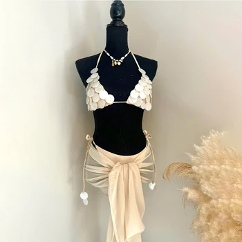 3 Pcs Shell Swimsuit Bikini with Skirt Swimwear Swimsuit Women Separates Push Up Swimwear Swimsuit Bathing Suit 1