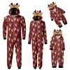 Combhasaki Family Matching Christmas Pajamas Loungewear Long Sleeve 3D Elk Antler All-over Print Hooded Romper Zip Up Jumpsuits 4